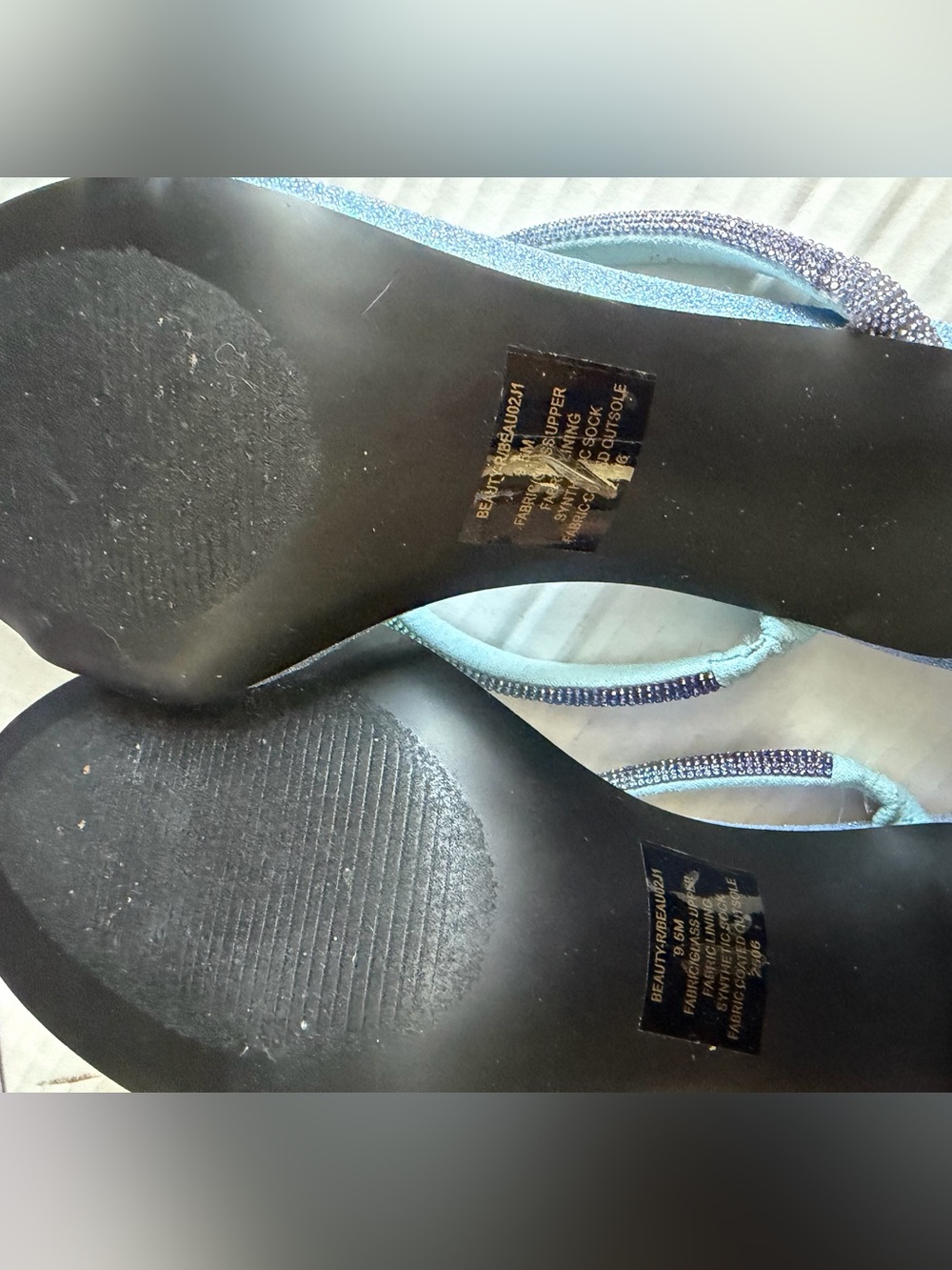 Madden Girl Beauty-R Two Band Stiletto Dress Sandals Blue Party Glitter 9.5 - Picture 6 of 7